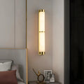 Wall LampModern Cylindra Alabaster Brass Wall LightDia 8cm x H 60cm / ∅ 3.1″ x H 23.6″Black & WhiteLennar Visual