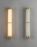 Wall LampModern Cylindra Alabaster Brass Wall LightDia 8cm x H 60cm / ∅ 3.1″ x H 23.6″ *2Gold & WhiteLennar Visual