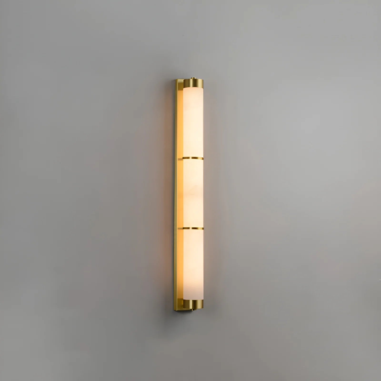 Wall LampModern Cylindra Alabaster Brass Wall LightDia 8cm x H 80cm / ∅ 3.1″ x H 31.5″Gold & WhiteLennar Visual