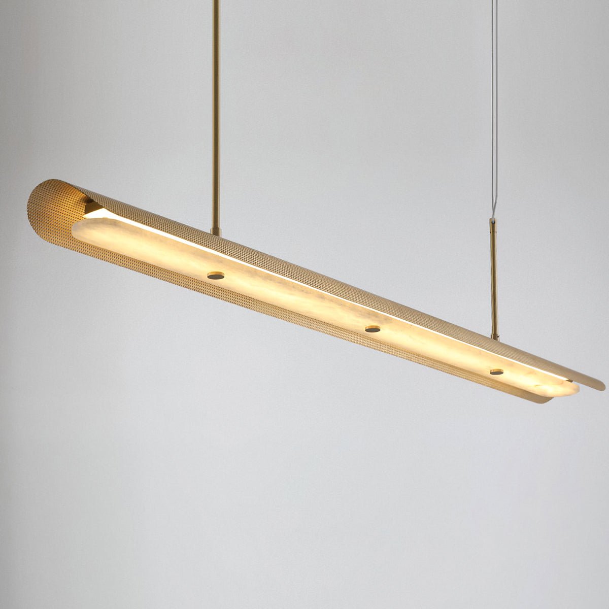 Pendant LightModern Linear Pendant LightL 140cm x W 14cm x H 180cm / L 55.1″ x W 5.5″ x H 70.9″Brass+WhiteLennar Visual