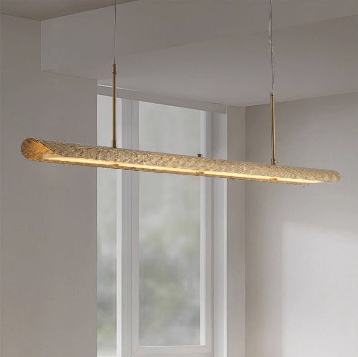 Pendant LightModern Linear Pendant LightL 140cm x W 14cm x H 180cm / L 55.1″ x W 5.5″ x H 70.9″Brass+WhiteLennar Visual