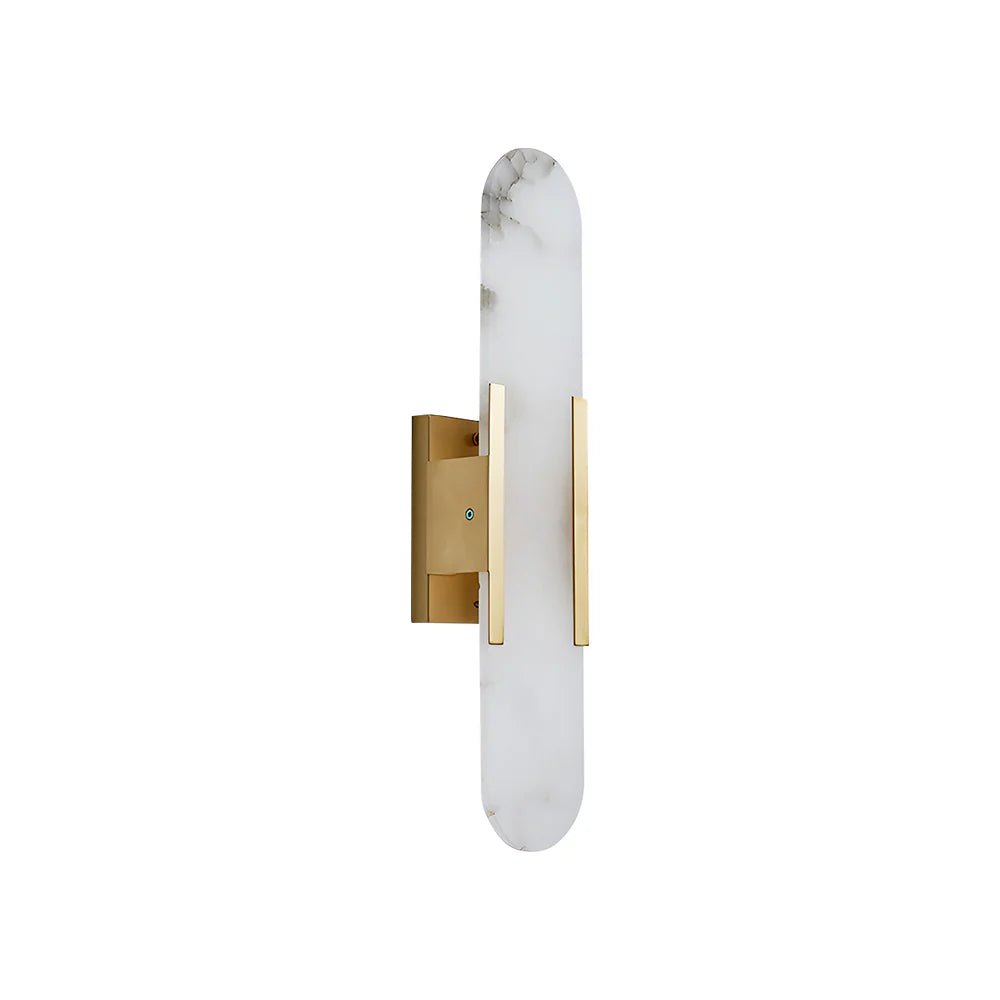 Wall LampModern Melange Elongated Alabaster Wall LampDia 10cm x H 50cm / ∅ 3.9″ x H 19.7″Gold & WhiteLennar Visual