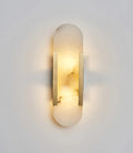 Wall LampModern Melange Elongated Alabaster Wall LampDia 10cm x H 35cm / ∅ 3.9″ x H 13.8″Gold & WhiteLennar Visual