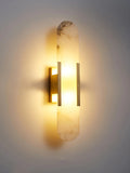 Wall LampModern Melange Elongated Alabaster Wall LampDia 10cm x H 50cm / ∅ 3.9″ x H 19.7″Gold & WhiteLennar Visual