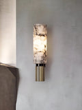 Wall LampModern Riviera Alabaster Wall LampDia 13cm x H 34cm / ∅ 5.1″ x H 13.4″Brass & WhiteLennar Visual