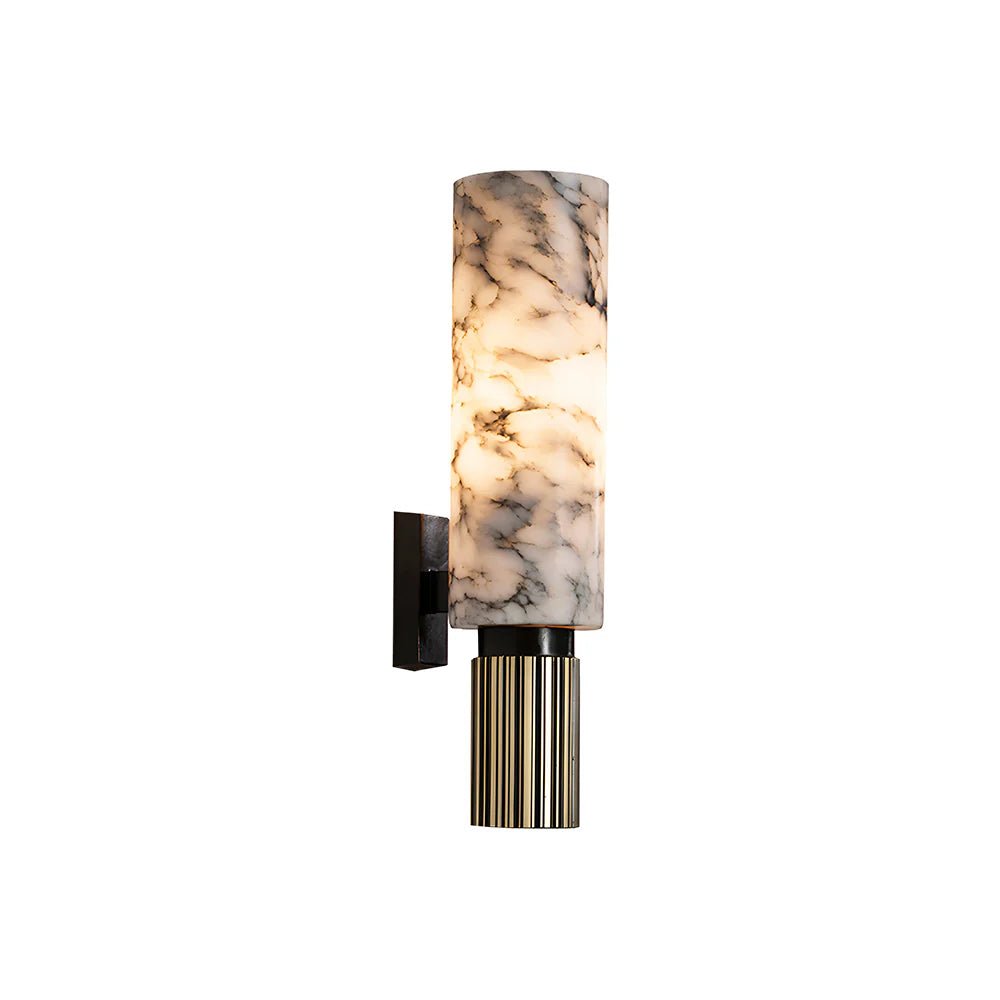 Wall LampModern Riviera Alabaster Wall LampDia 13cm x H 34cm / ∅ 5.1″ x H 13.4″Brass & WhiteLennar Visual