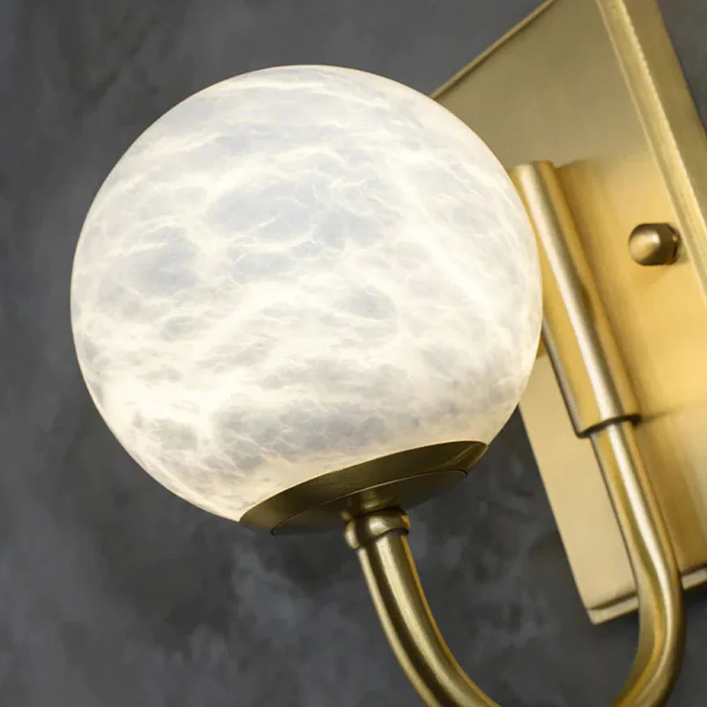 Wall LightModern Spherical Alabaster Wall LightL 19cm x W 12cm x H 18cm / L 7.5″ x W 4.7″ x H 7.1″Gold & WhiteLennar Visual