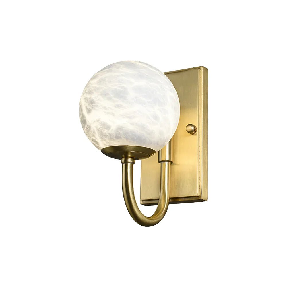 Wall LightModern Spherical Alabaster Wall LightL 19cm x W 12cm x H 18cm / L 7.5″ x W 4.7″ x H 7.1″Gold & WhiteLennar Visual