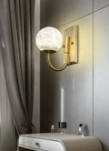 Wall LightModern Spherical Alabaster Wall LightL 19cm x W 12cm x H 18cm / L 7.5″ x W 4.7″ x H 7.1″Gold & WhiteLennar Visual