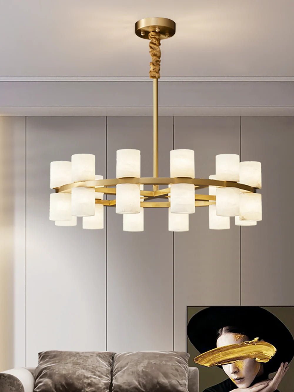 ChandelierModern Tabitha Alabaster ChandelierDia 60cm x H 16cm / ∅ 23.6″ x H 6.3″WhiteLennar Visual