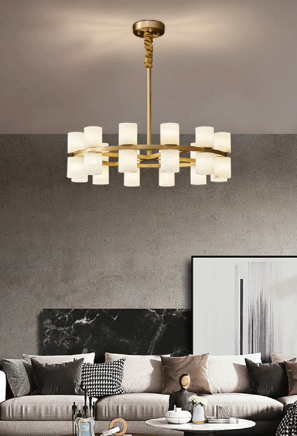 ChandelierModern Tabitha Alabaster ChandelierDia 60cm x H 16cm / ∅ 23.6″ x H 6.3″WhiteLennar Visual