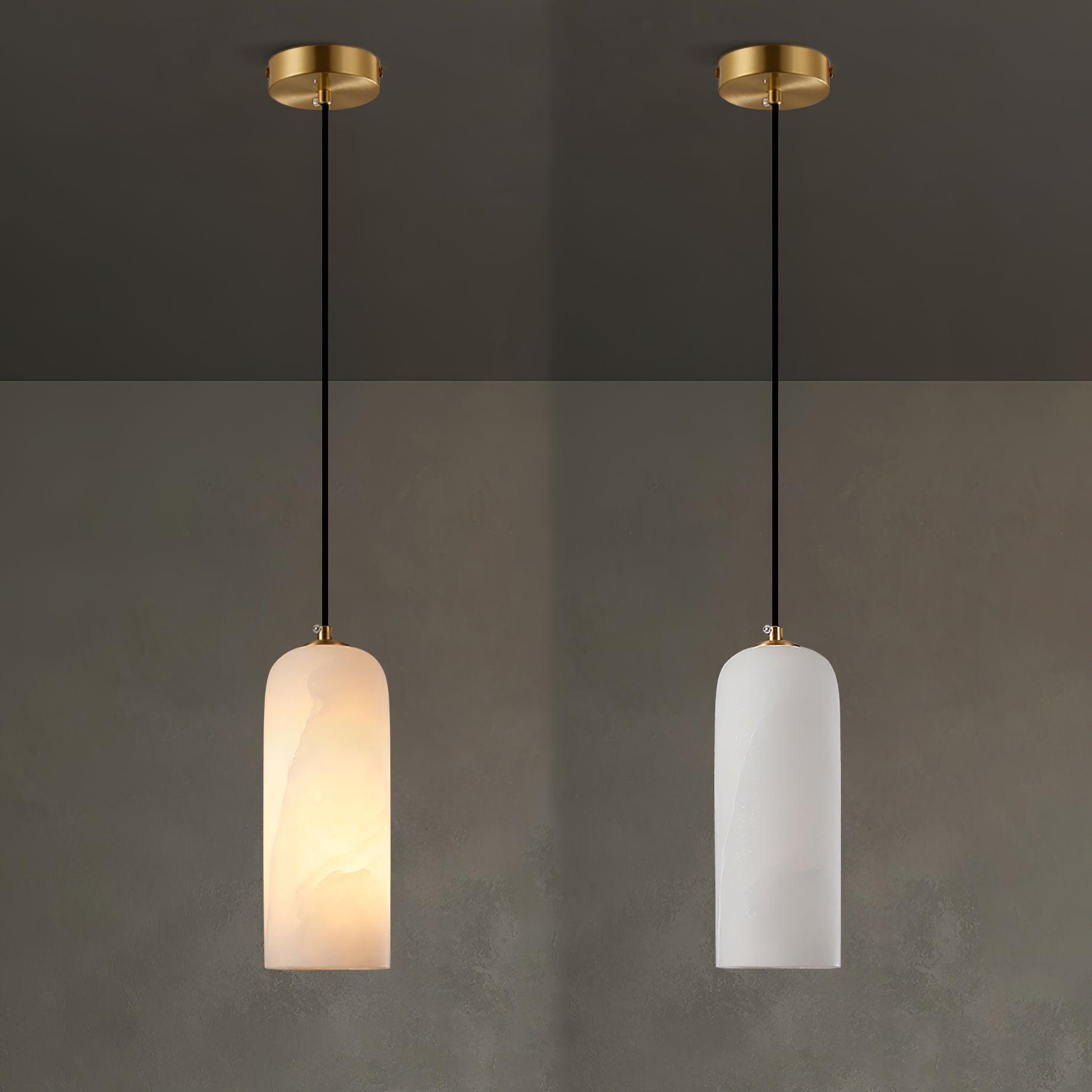 Pendant LightMonty Alabaster Pendant LampDia 10cm x H 25cm / ∅ 3.9″ x H 9.8″Brass & White AlabasterLennar Visual