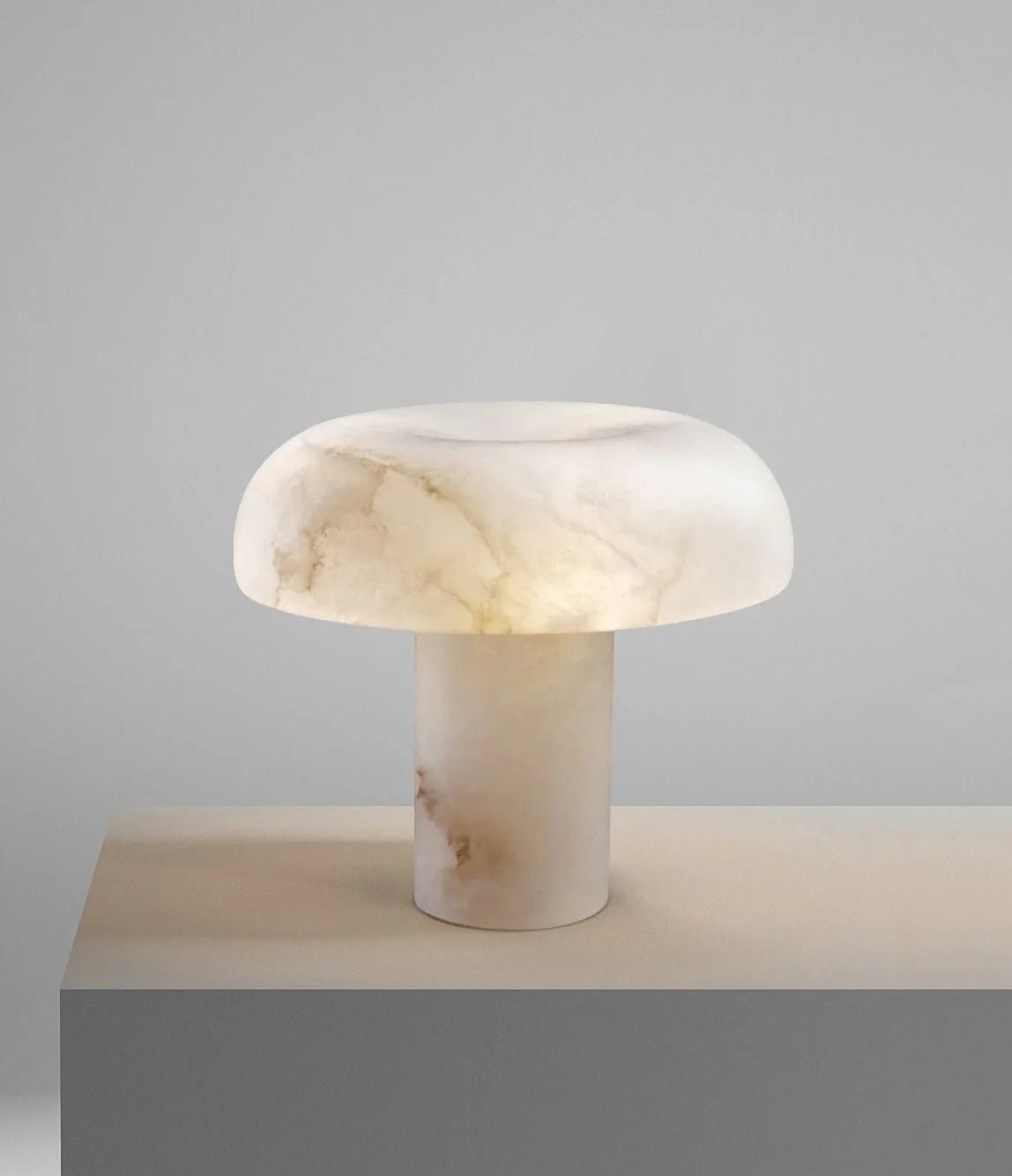 Table LampMushroom Type Alabaster Table LampDia 30cm x H 27cm / ∅ 11.8″ x H 10.6″Brass & WhiteLennar Visual