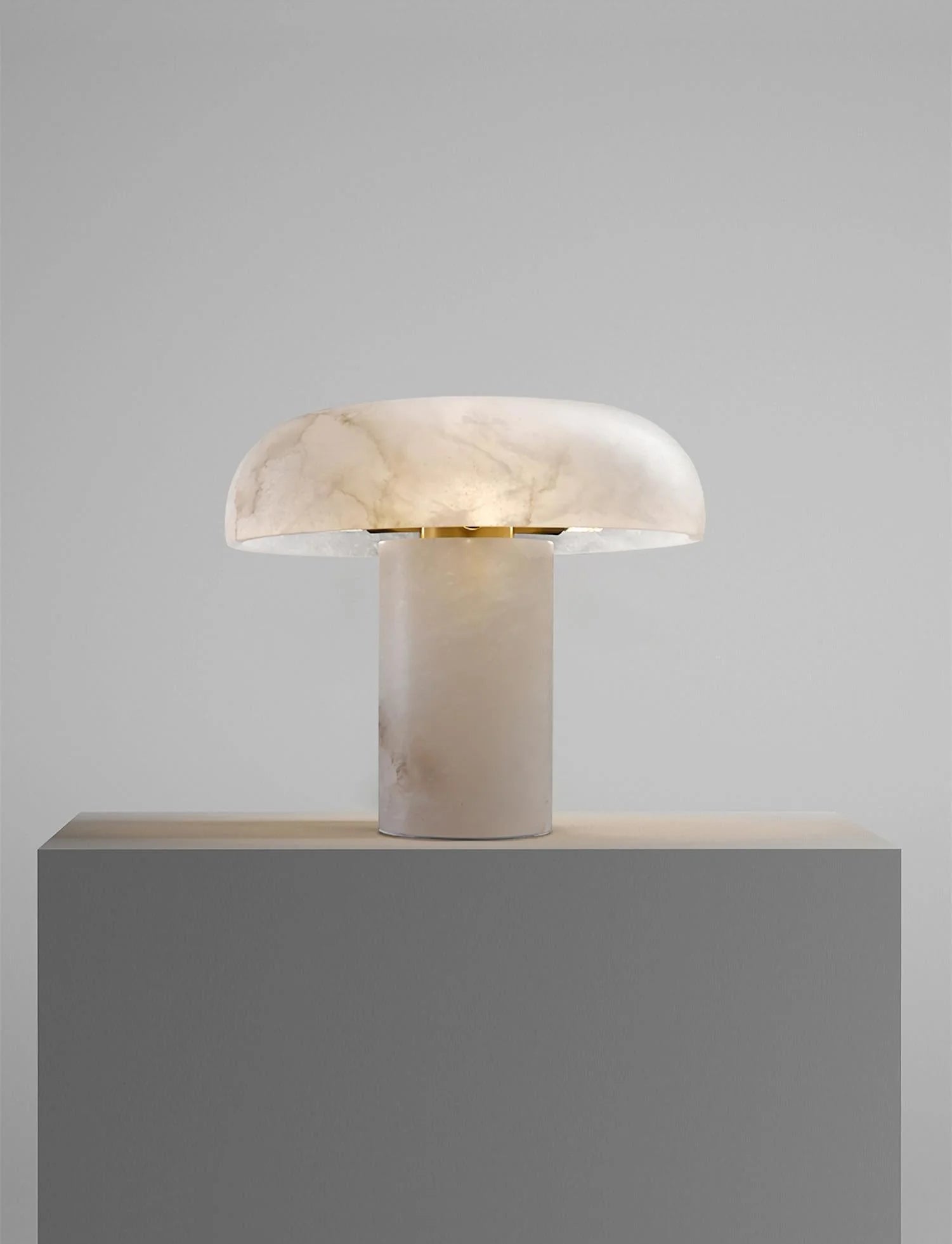 Table LampMushroom Type Alabaster Table LampDia 30cm x H 27cm / ∅ 11.8″ x H 10.6″Brass & WhiteLennar Visual