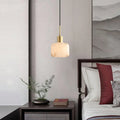 Pendant LightNatural Alabaster Small Pendant LightDia 17cm x H 30cm / Φ 6.7″ x H 11.8″Gold + WhiteLennar Visual