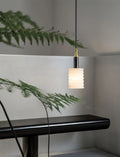 Pendant LightNatural Alabaster Small Pendant LightDia 12.5 cm x H 35 cm / ∅ 4.9″ x H 13.8″Black & WhiteLennar Visual