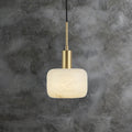 Pendant LightNatural Alabaster Small Pendant LightDia 17cm x H 30cm / Φ 6.7″ x H 11.8″Gold + WhiteLennar Visual