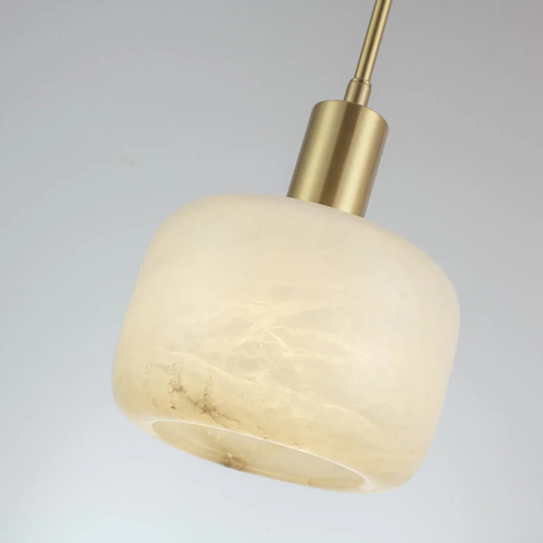 Pendant LightNatural Alabaster Small Pendant LightDia 17cm x H 30cm / Φ 6.7″ x H 11.8″Gold + WhiteLennar Visual