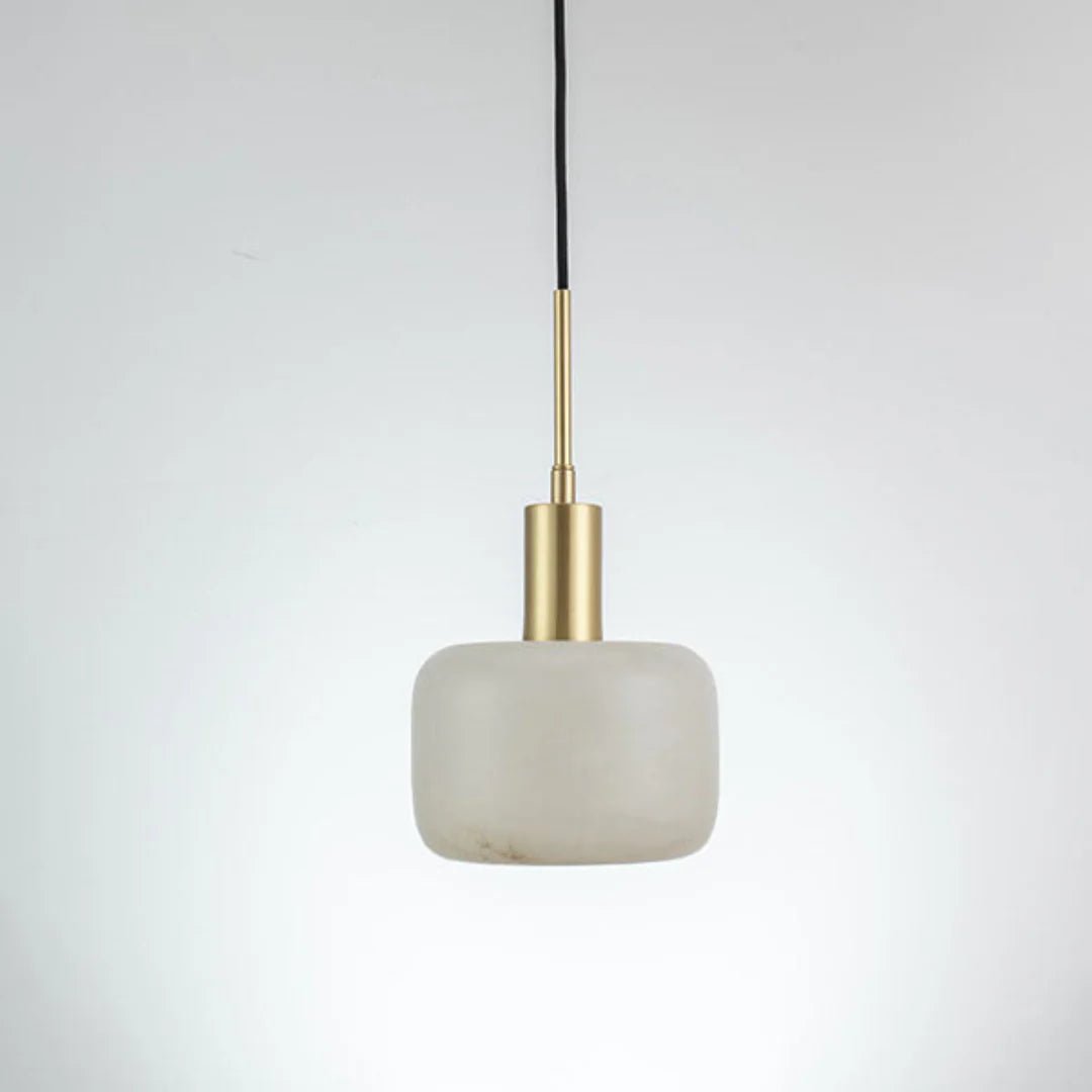 Pendant LightNatural Alabaster Small Pendant LightDia 17cm x H 30cm / Φ 6.7″ x H 11.8″Gold + WhiteLennar Visual