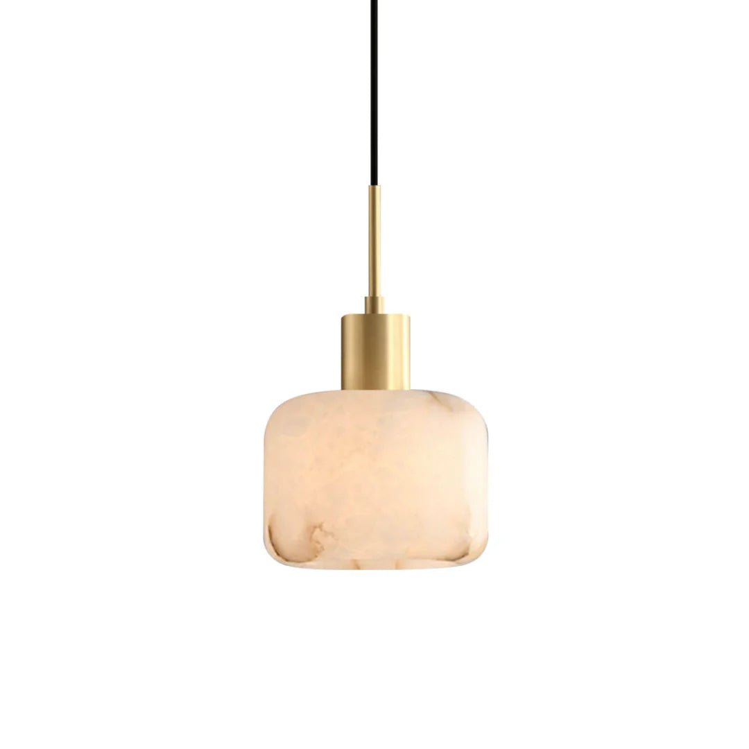 Pendant LightNatural Alabaster Small Pendant LightDia 17cm x H 30cm / Φ 6.7″ x H 11.8″Gold + WhiteLennar Visual