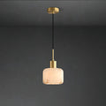 Pendant LightNatural Alabaster Small Pendant LightDia 17cm x H 30cm / Φ 6.7″ x H 11.8″Gold + WhiteLennar Visual