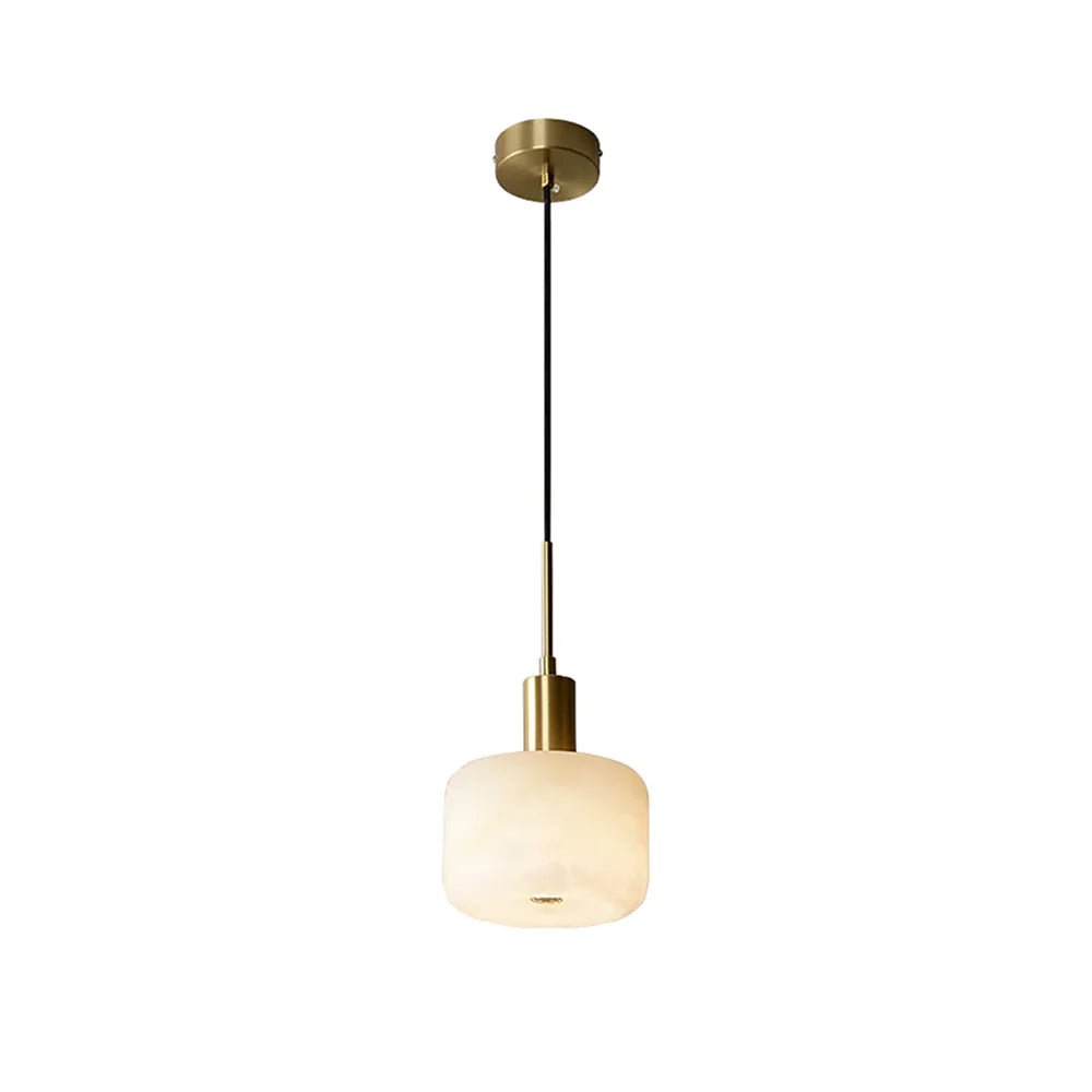 Pendant LightNatural Alabaster Small Pendant LightDia 17cm x H 30cm / Φ 6.7″ x H 11.8″Gold + WhiteLennar Visual