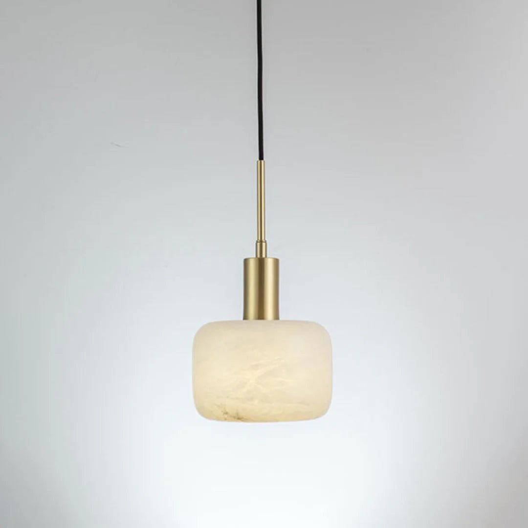 Pendant LightNatural Alabaster Small Pendant LightDia 17cm x H 30cm / Φ 6.7″ x H 11.8″Gold + WhiteLennar Visual