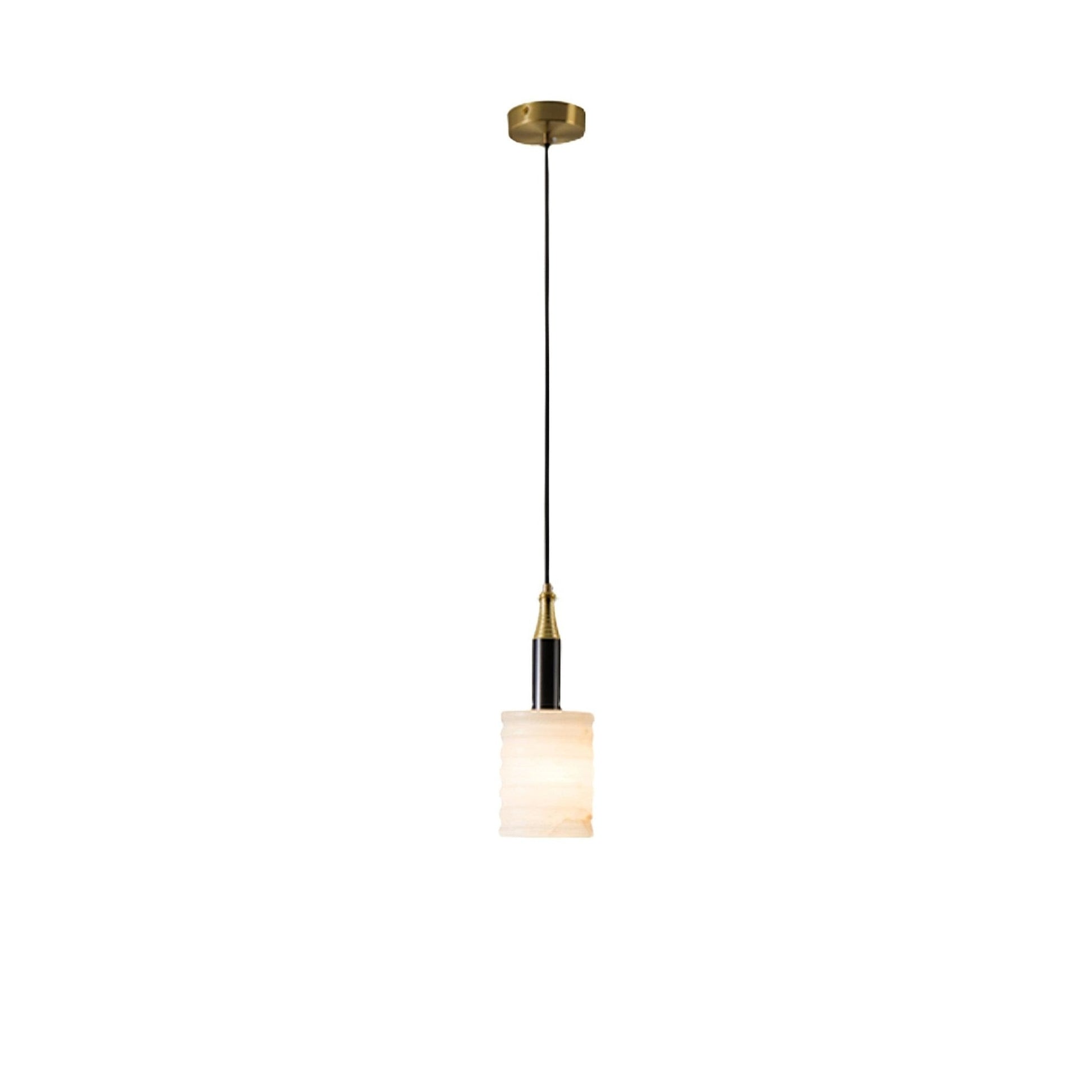 Pendant LightNatural Alabaster Small Pendant LightDia 12.5 cm x H 35 cm / ∅ 4.9″ x H 13.8″Black & WhiteLennar Visual