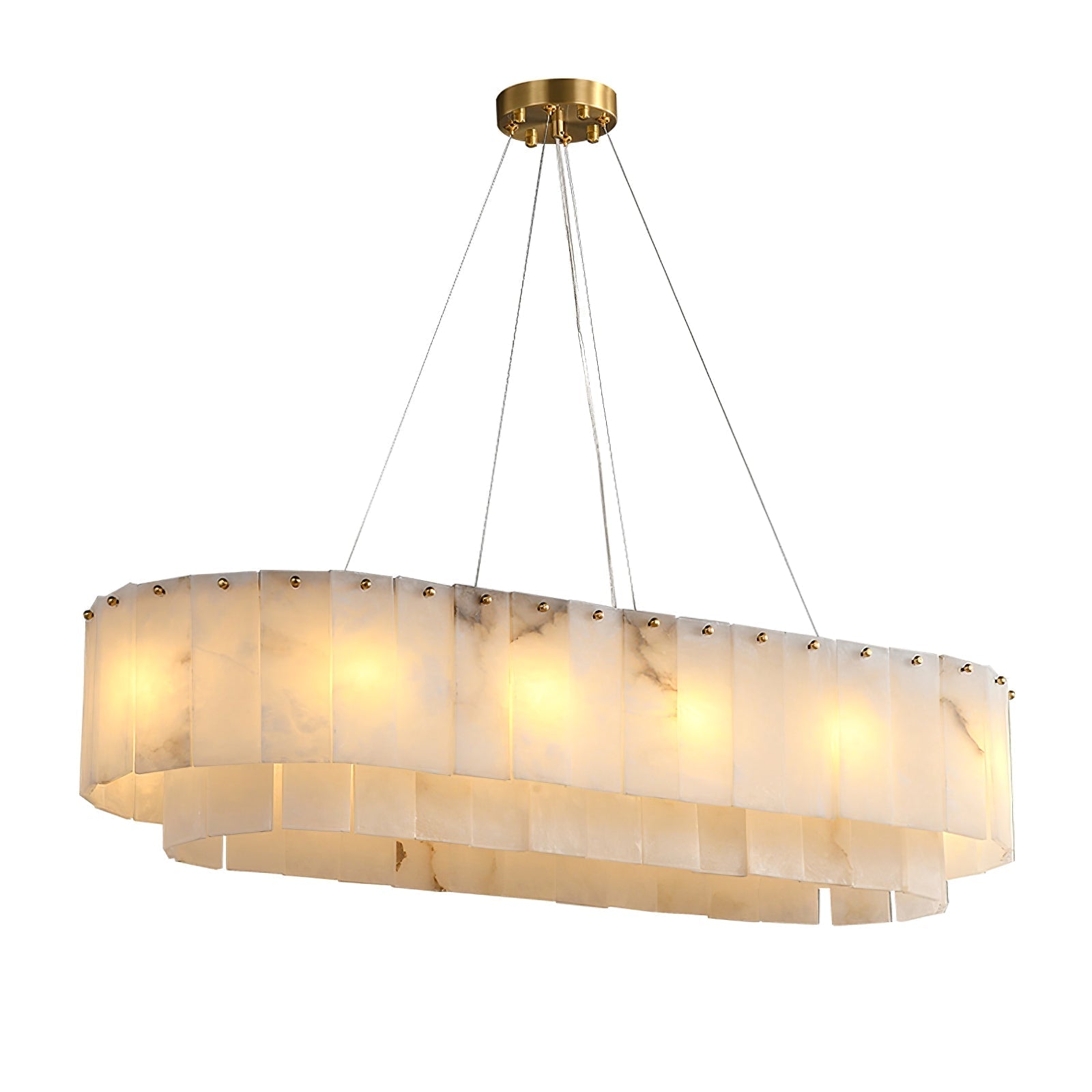 ChandelierPembridge Alabaster ChandelierL 100cm x 35cm x H 20cm / L 39.4″ x L 13.7″ x H 7.9″GoldLennar Visual