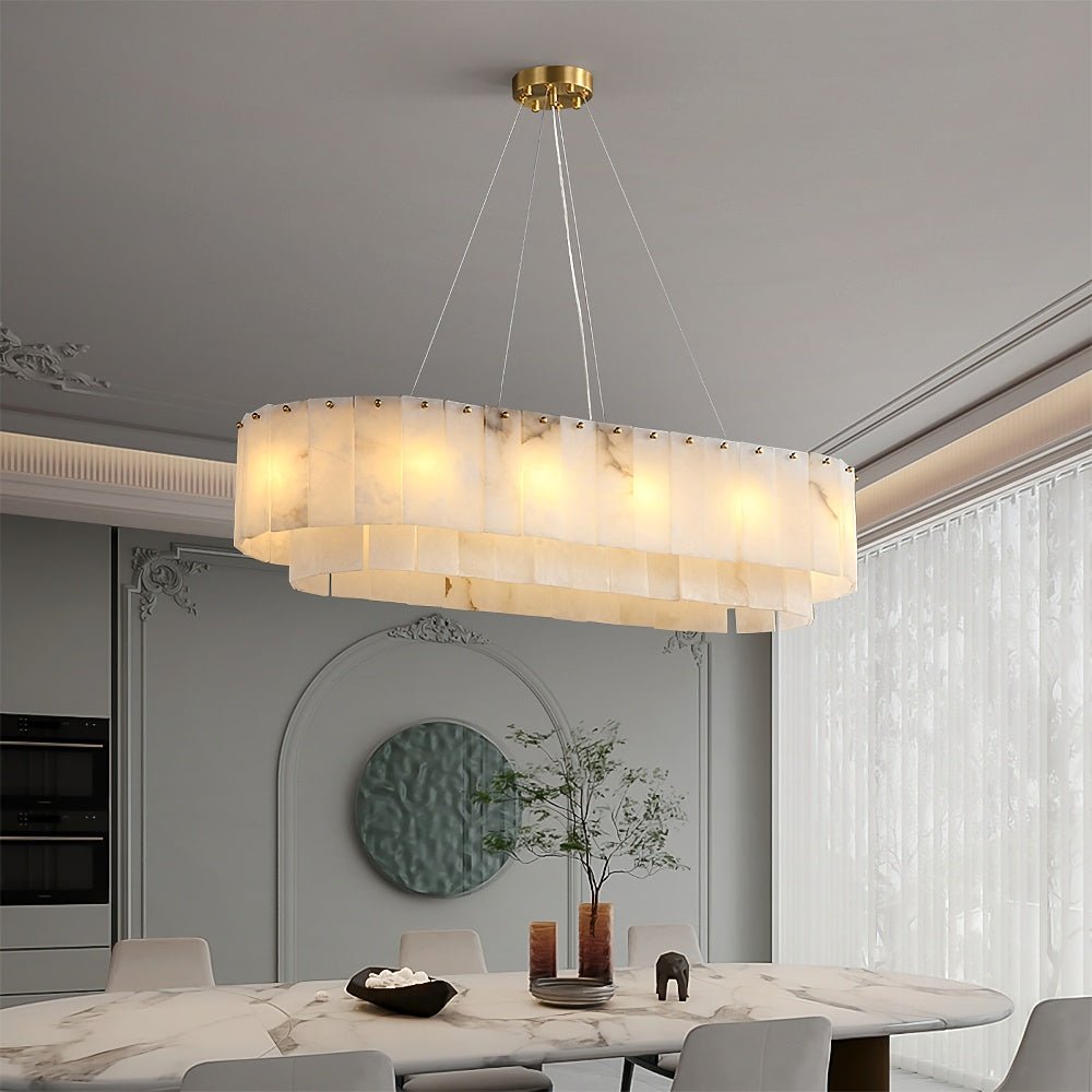 ChandelierPembridge Alabaster ChandelierL 100cm x 35cm x H 20cm / L 39.4″ x L 13.7″ x H 7.9″GoldLennar Visual