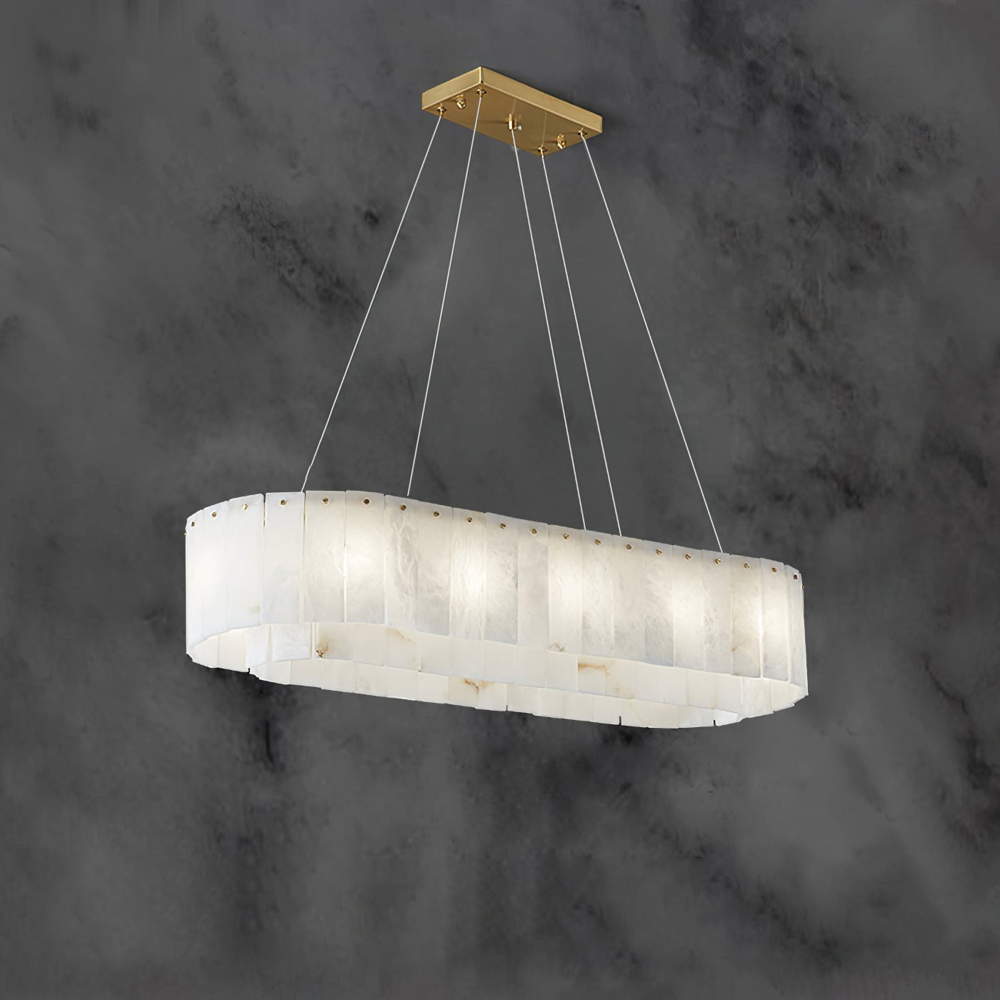 ChandelierPembridge Alabaster ChandelierL 100cm x 35cm x H 20cm / L 39.4″ x L 13.7″ x H 7.9″GoldLennar Visual