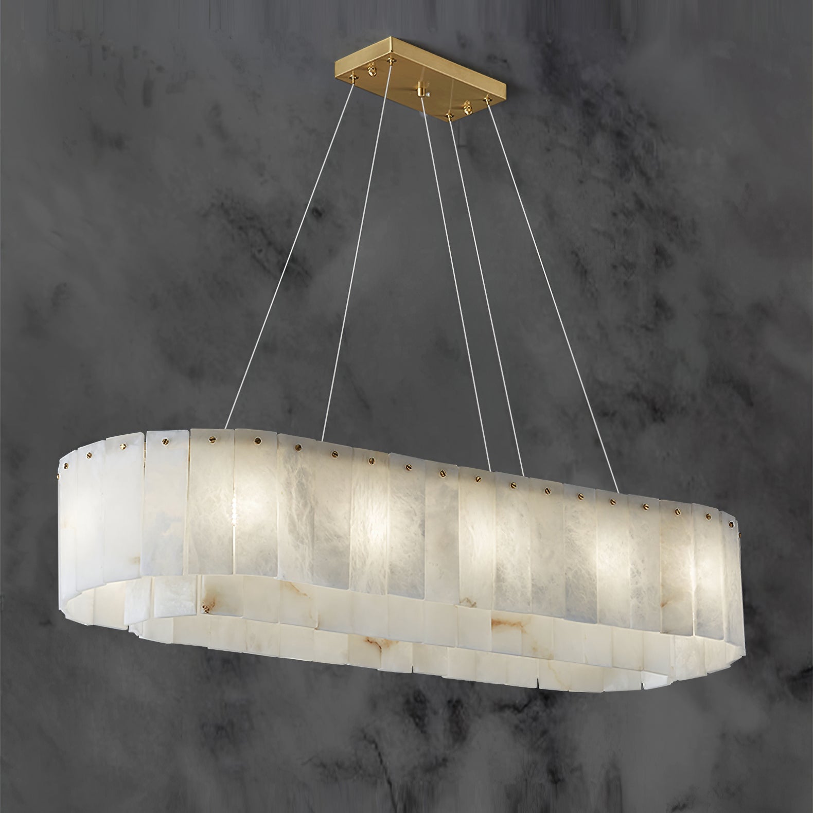 ChandelierPembridge Alabaster ChandelierL 100cm x 35cm x H 20cm / L 39.4″ x L 13.7″ x H 7.9″GoldLennar Visual