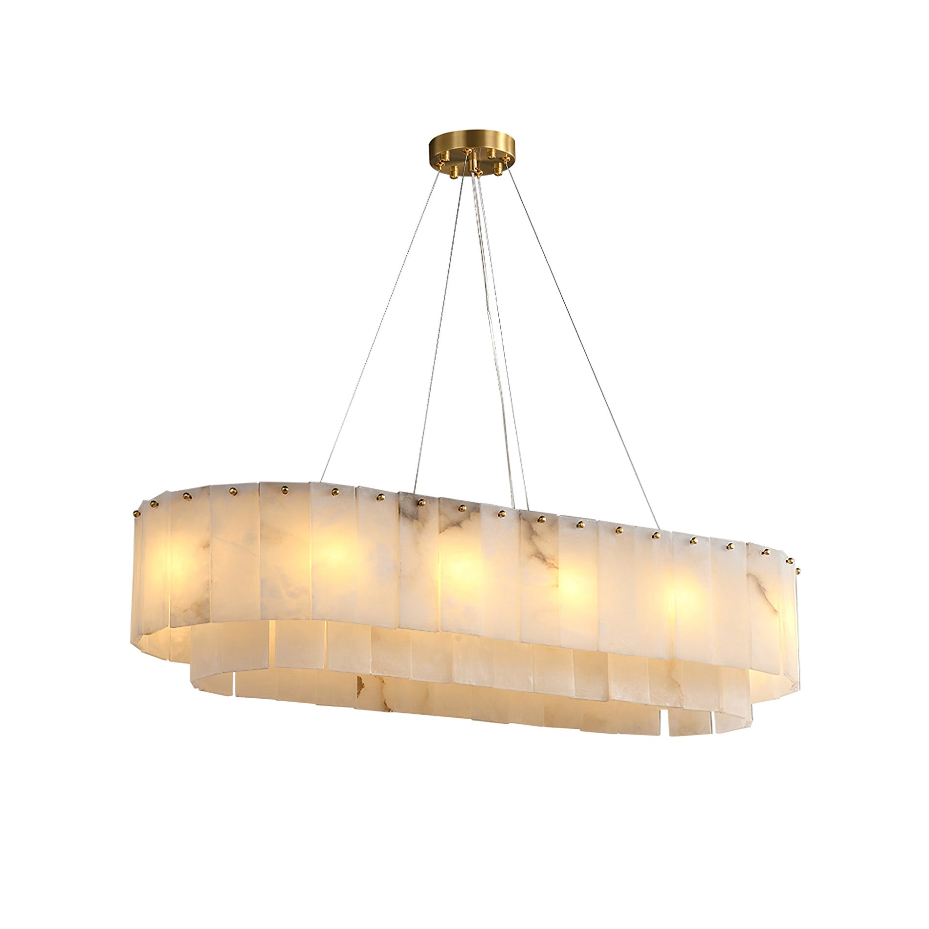 ChandelierPembridge Alabaster ChandelierL 100cm x 35cm x H 20cm / L 39.4″ x L 13.7″ x H 7.9″GoldLennar Visual