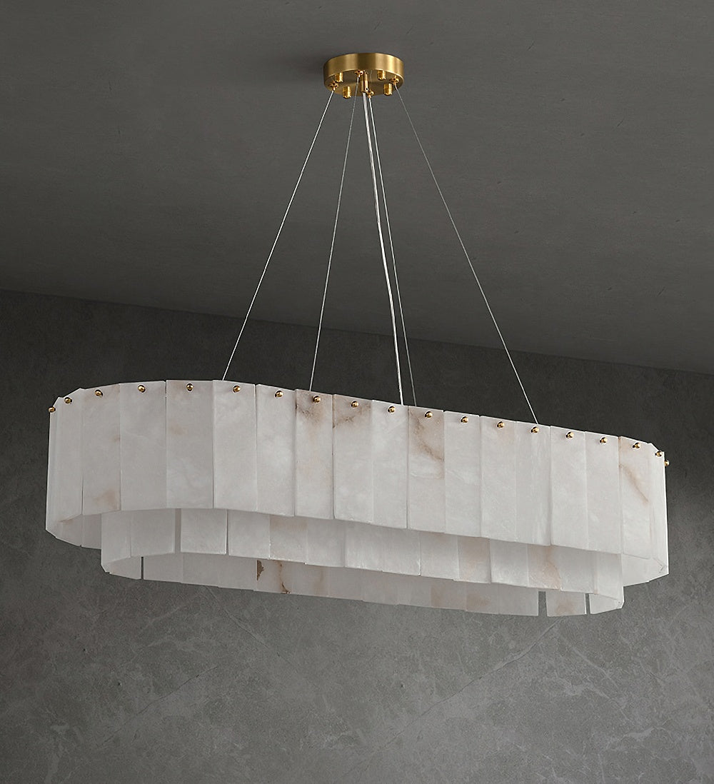 ChandelierPembridge Alabaster ChandelierL 100cm x 35cm x H 20cm / L 39.4″ x L 13.7″ x H 7.9″GoldLennar Visual