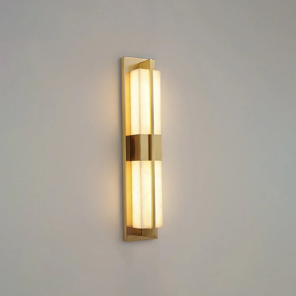 Wall SconceRectangular Alabaster Modern Brass Wall SconceDia 12cm x H 80cm / ∅ 4.7″ x H 31.5″ *2Brass & WhiteLennar Visual