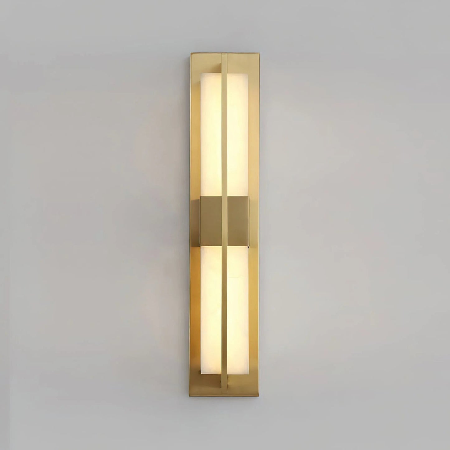 Wall SconceRectangular Alabaster Modern Brass Wall SconceDia 12cm x H 80cm / ∅ 4.7″ x H 31.5″ *2Brass & WhiteLennar Visual