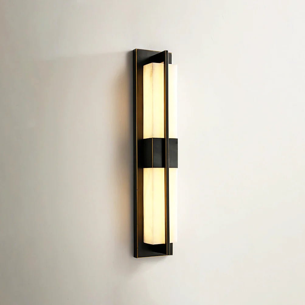 Wall SconceRectangular Alabaster Modern Brass Wall SconceDia 12cm x H 80cm / ∅ 4.7″ x H 31.5″ *2Black & WhiteLennar Visual