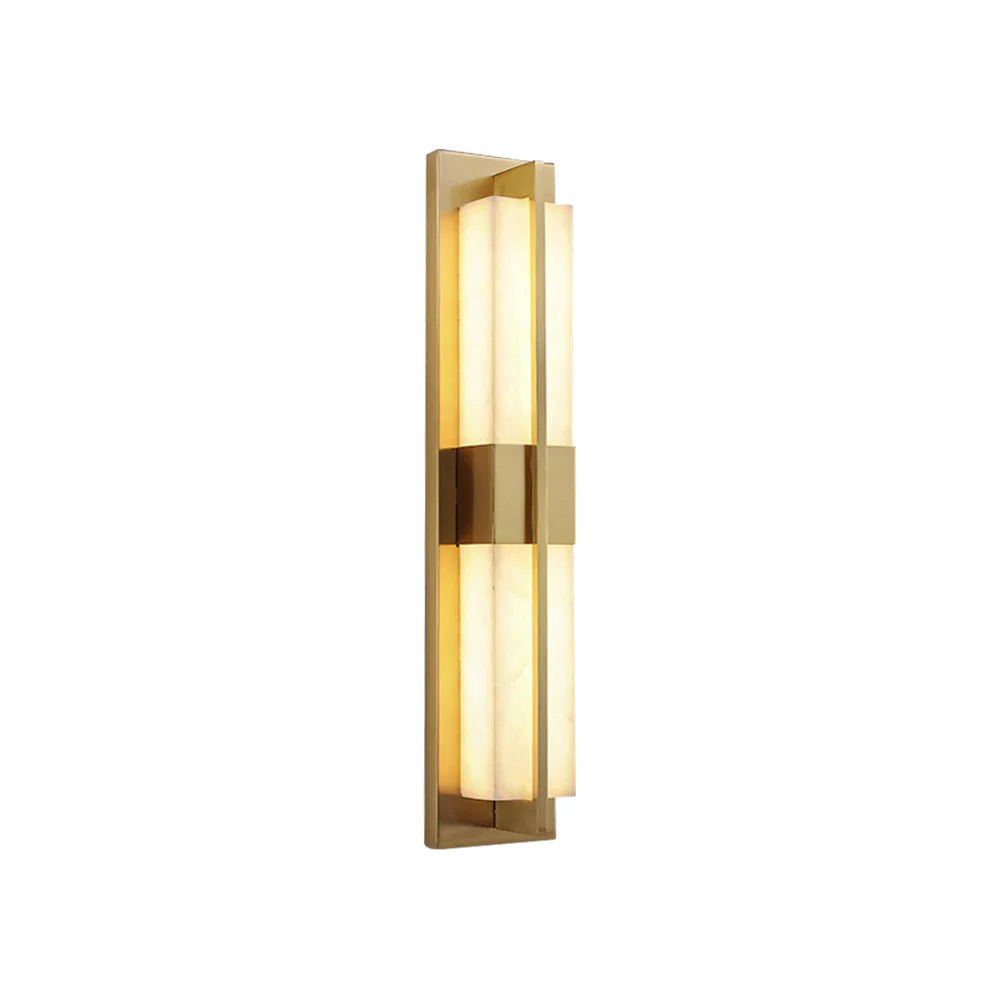 Wall SconceRectangular Alabaster Modern Brass Wall SconceDia 12cm x H 60cm / ∅ 4.7″ x H 23.6″Brass & WhiteLennar Visual