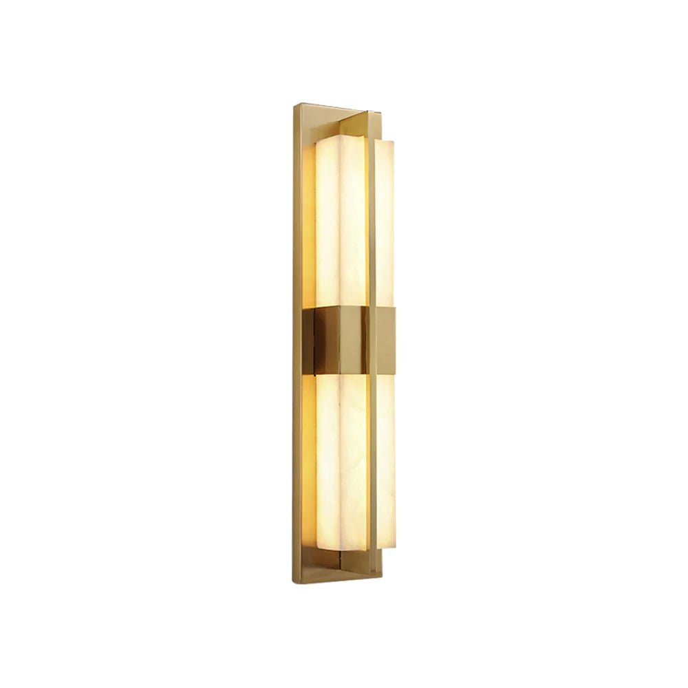 Wall SconceRectangular Alabaster Modern Brass Wall SconceDia 12cm x H 60cm / ∅ 4.7″ x H 23.6″Brass & WhiteLennar Visual