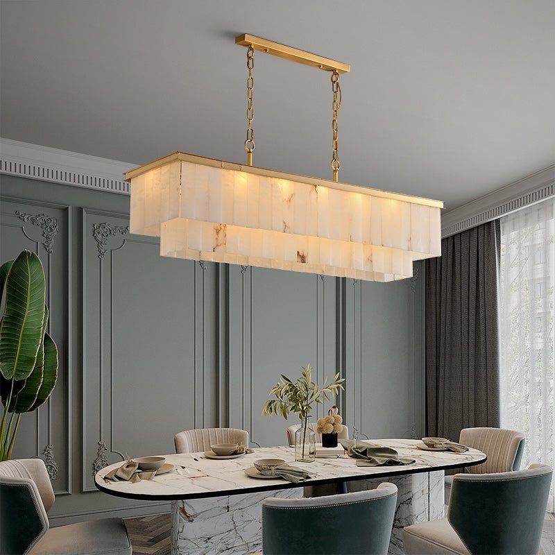 ChandelierRectangular marble chandelierL 80cm x W 35cm x H 40cm / ∅ 31.5″ x W 13.8″ x H 15.7″GoldLennar Visual