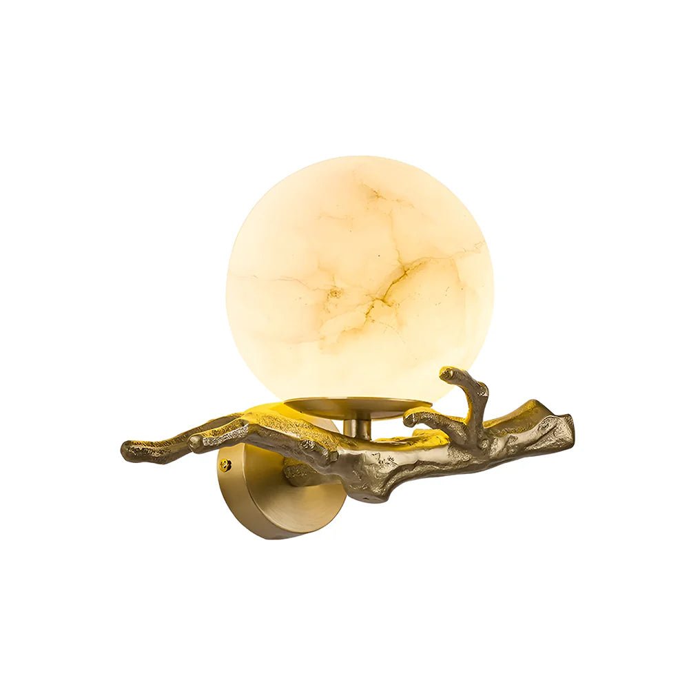 Wall LampRetro Brass Twigs Alabaster Wall LampDia 30cm x H 20cm / ∅ 11.8″ x H 7.9″Brass & WhiteLennar Visual