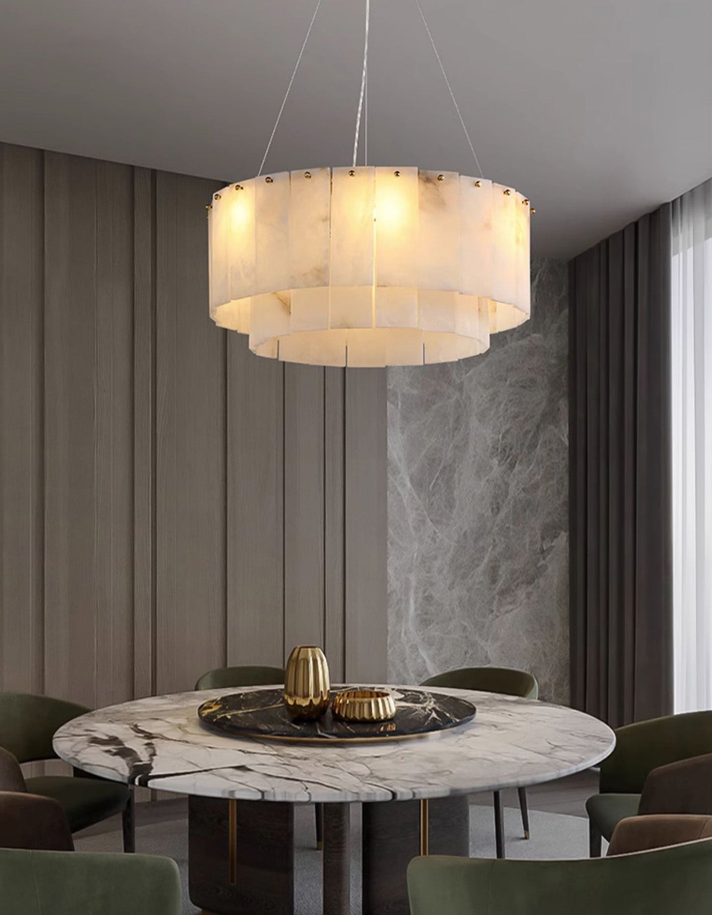 ChandelierRock Alabaster ChandelierDia 80cm x H 22cm / L 31.5″ x H 8.7″GoldLennar Visual