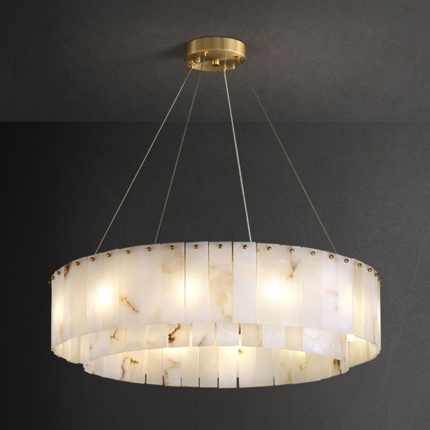 ChandelierRock Alabaster ChandelierDia 135cm x H 22cm / L 53.1″ x H 8.7″GoldLennar Visual