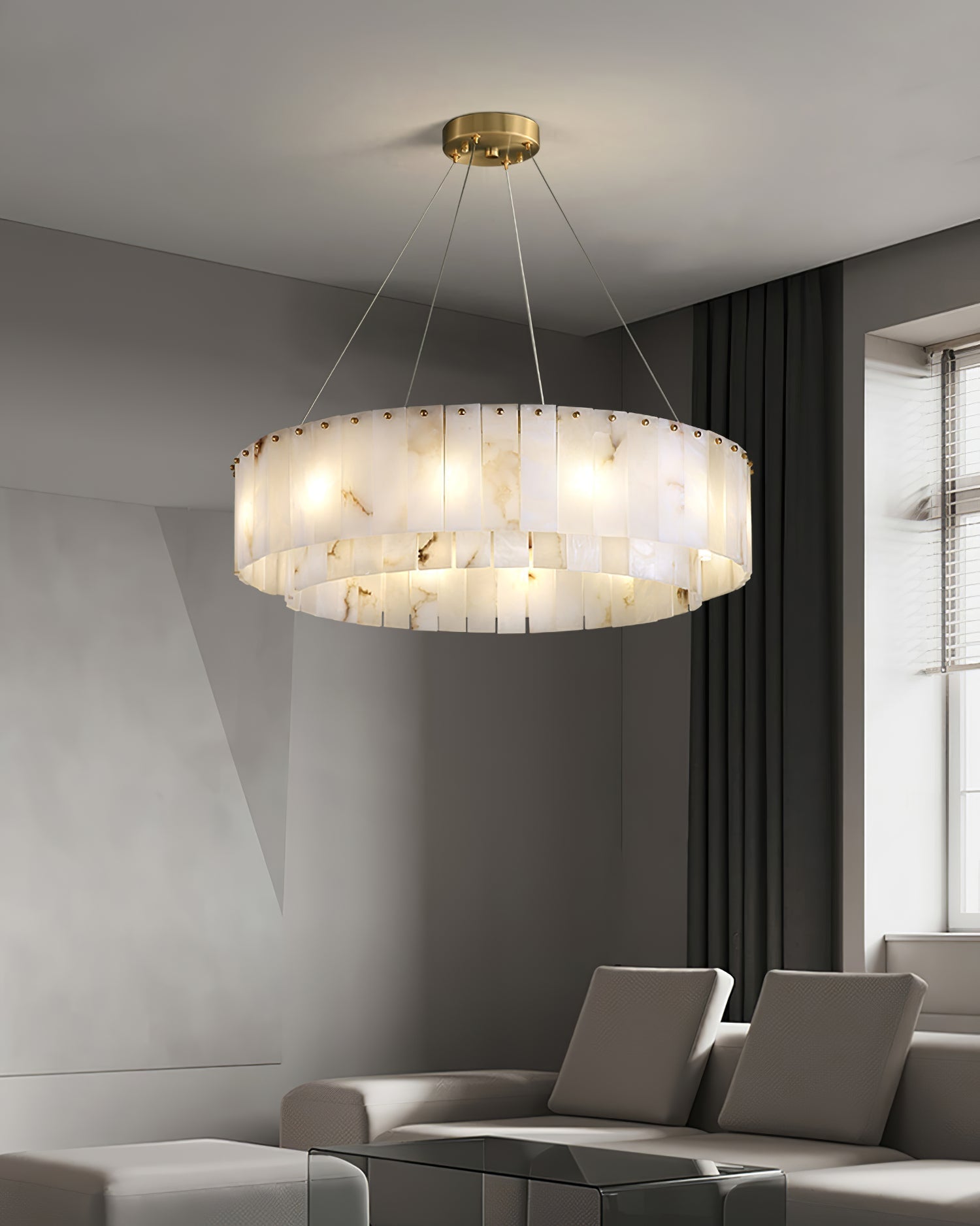 ChandelierRock Alabaster ChandelierDia 80cm x H 22cm / L 31.5″ x H 8.7″GoldLennar Visual