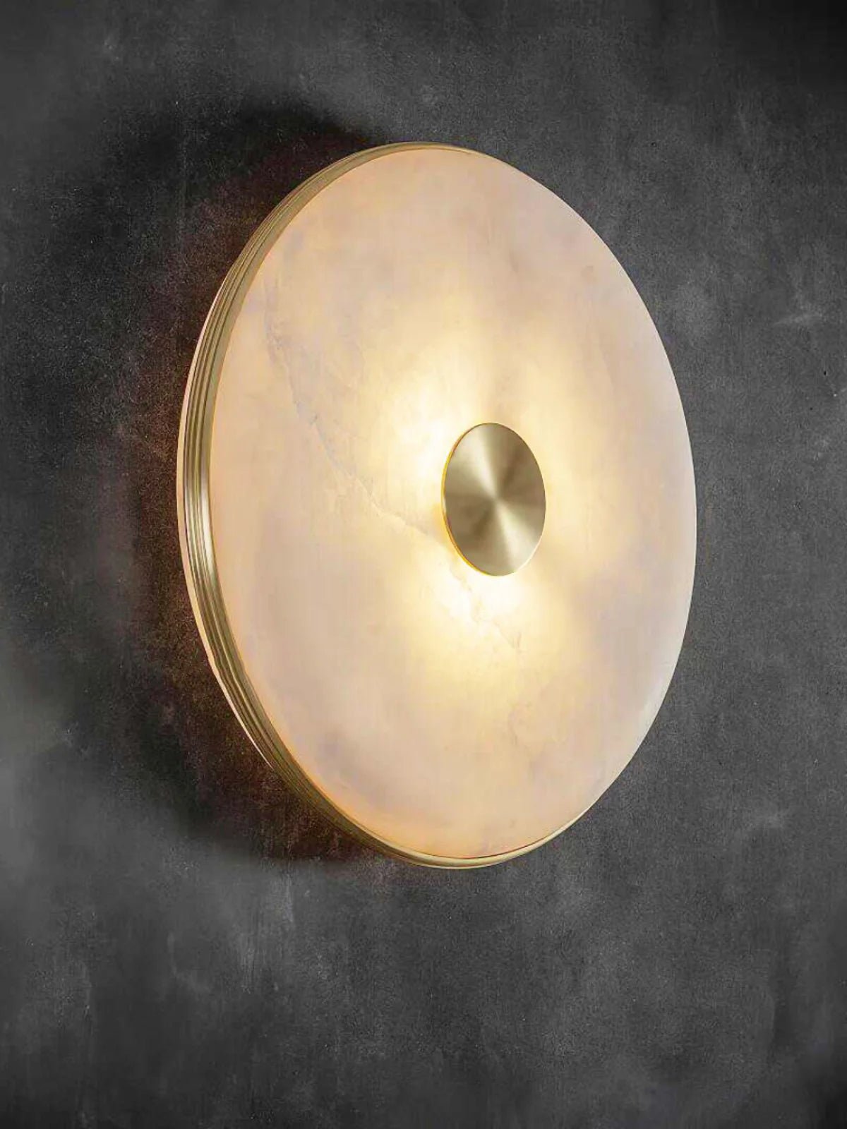 Wall LightRound Beran Alabaster Wall LightDia 36cm / ∅ 14.2″ *2WhiteLennar Visual