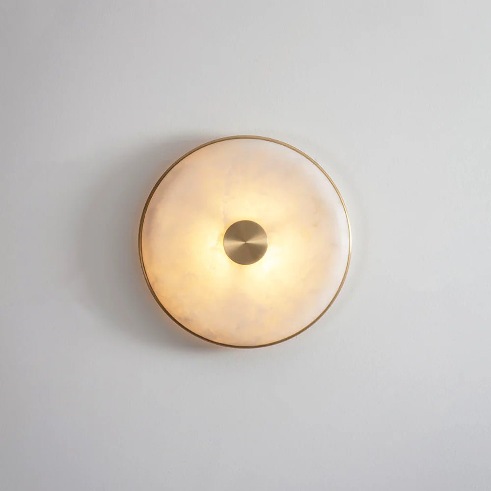 Wall LightRound Beran Alabaster Wall LightDia 26cm / ∅ 10.2″ *2WhiteLennar Visual