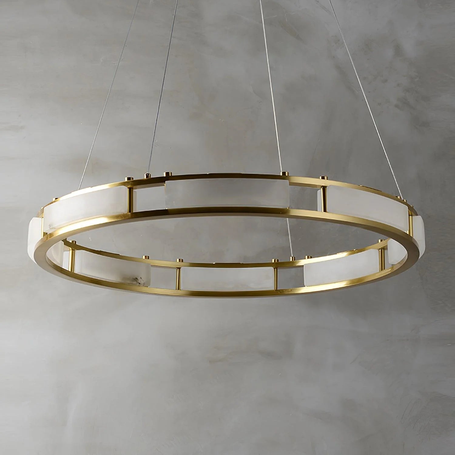 ChandelierRound Qatar Modern Alabaster ChandelierDia 100cm x H 150cm / ∅ 39.4″ x H 59″Brass & WhiteLennar Visual