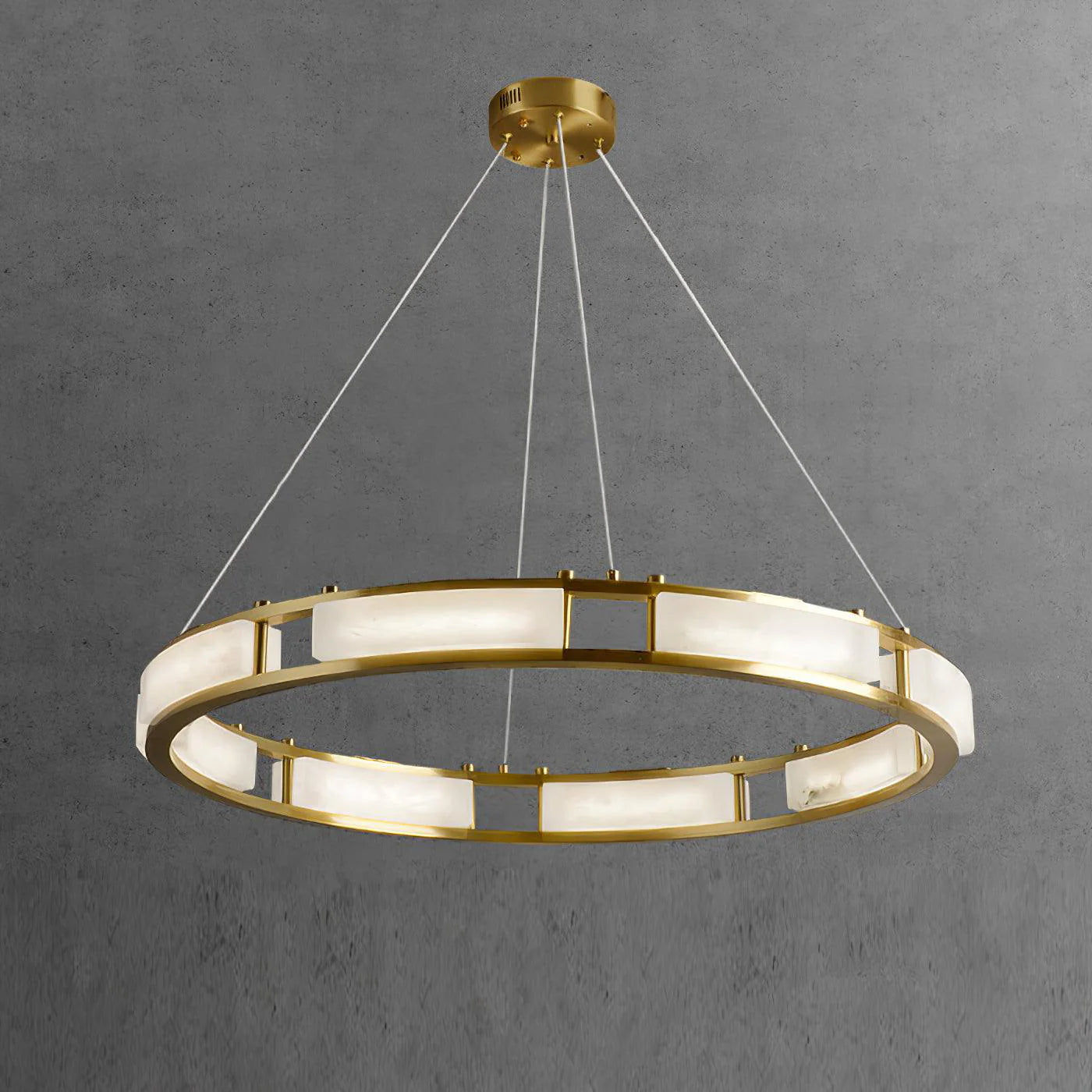 ChandelierRound Qatar Modern Alabaster ChandelierDia 100cm x H 150cm / ∅ 39.4″ x H 59″Brass & WhiteLennar Visual