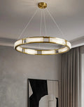 ChandelierRound Qatar Modern Alabaster ChandelierDia 80cm x H 150cm / ∅ 31.5″ x H 59″Brass & WhiteLennar Visual