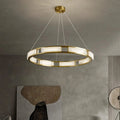 ChandelierRound Qatar Modern Alabaster ChandelierDia 80cm x H 150cm / ∅ 31.5″ x H 59″Brass & WhiteLennar Visual